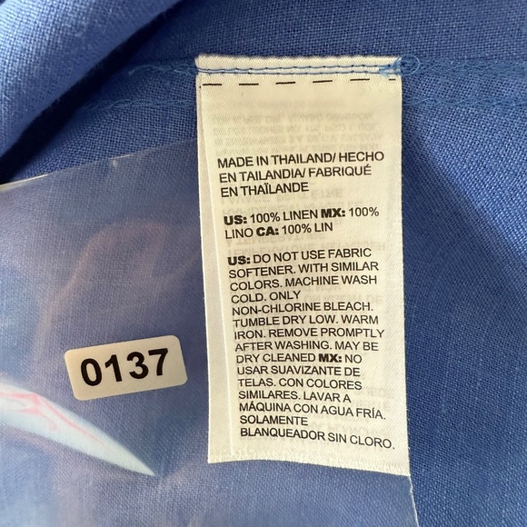 Chico's 1 No-iron 100% Linen Button down Tunic Size 8 Blue - Picture 7 of 7